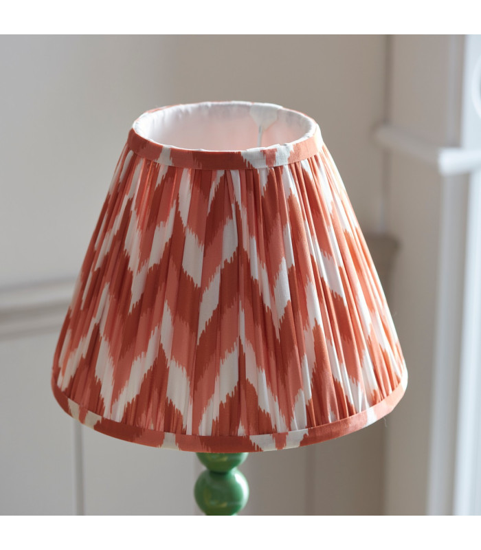 Higgledy Gloss Cotswold Green Paint Table Lamp with Apricot Orange Fabric Zigzag Shade 25cm E14-4