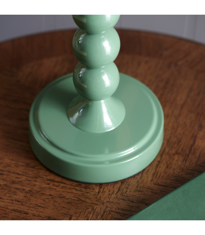 Higgledy Gloss Cotswold Green Paint Table Lamp with Apricot Orange Fabric Zigzag Shade 25cm E14-7