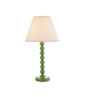 Higgledy Gloss Cotswold Green Paint Table Lamp with Vintage White Fabric Ivy Shade 25cm E14-1