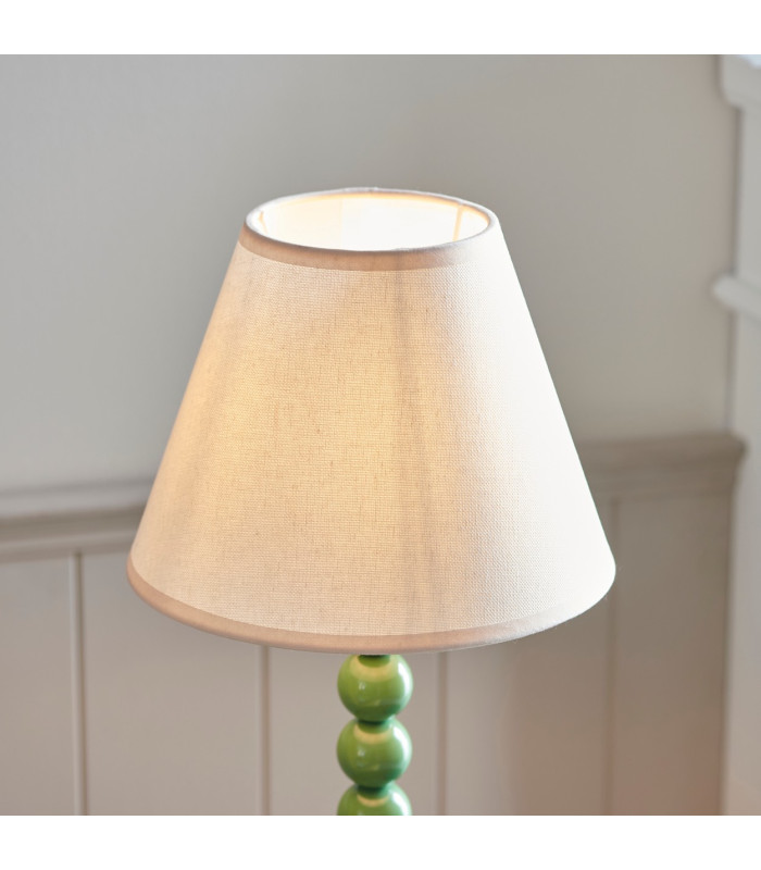 Higgledy Gloss Cotswold Green Paint Table Lamp with Vintage White Fabric Ivy Shade 25cm E14-4