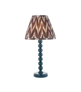 Higgledy Gloss Marlin Blue Paint Table Lamp with Pearl Grey Fabric Zigzag Shade 25cm E14-1