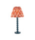 Higgledy Gloss Marlin Blue Paint Table Lamp with Apricot Orange Fabric Zigzag Shade 25cm E14-1