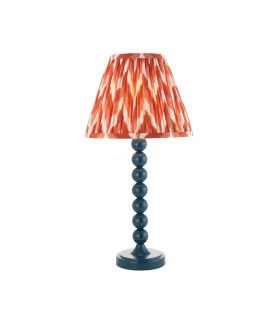 Higgledy Gloss Marlin Blue Paint Table Lamp with Apricot Orange Fabric Zigzag Shade 25cm E14-1