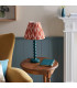 Higgledy Gloss Marlin Blue Paint Table Lamp with Apricot Orange Fabric Zigzag Shade 25cm E14-3