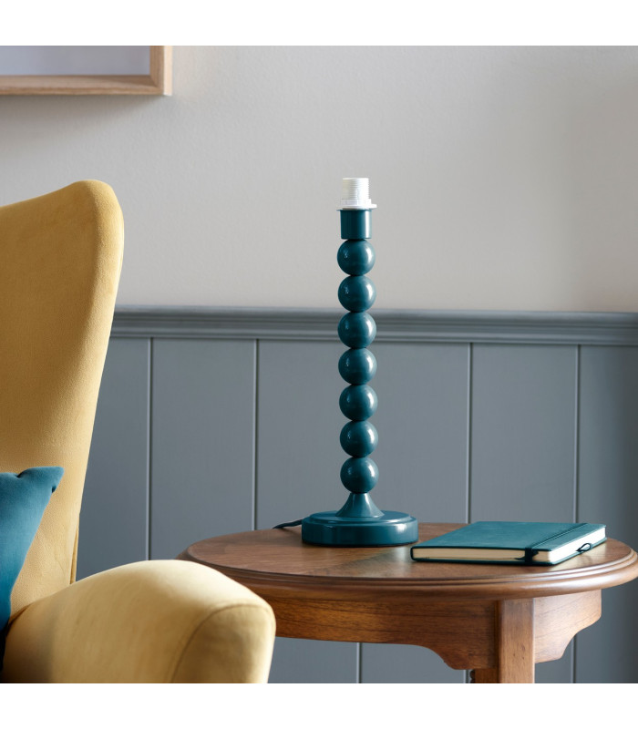 Higgledy Gloss Marlin Blue Paint Table Lamp with Apricot Orange Fabric Zigzag Shade 25cm E14-4