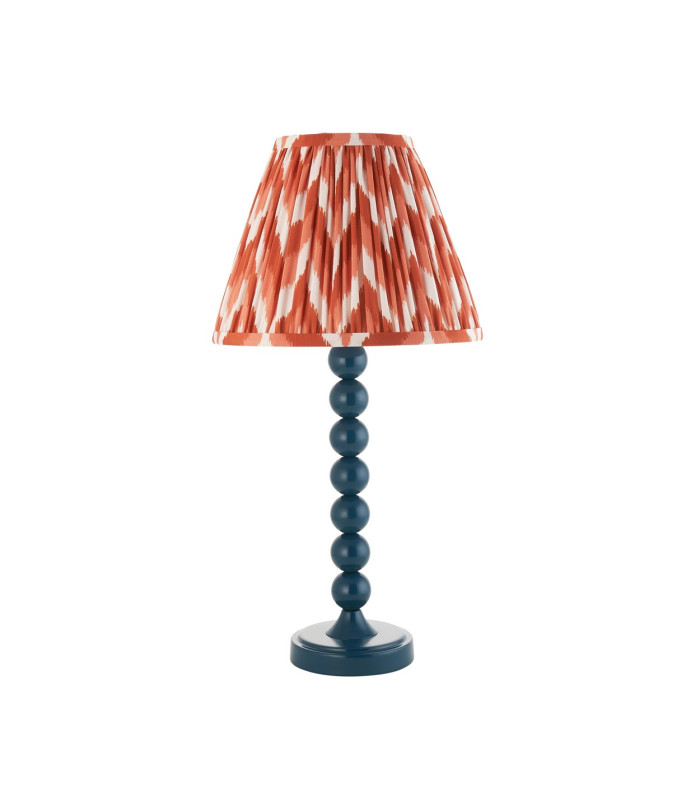 Higgledy Gloss Marlin Blue Paint Table Lamp with Apricot Orange Fabric Zigzag Shade 25cm E14-9