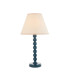 Higgledy Gloss Marlin Blue Paint Table Lamp with Vintage White Fabric Ivy Shade 25cm E14-1