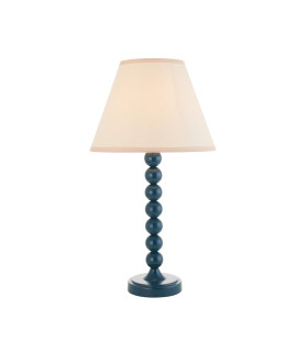 Higgledy Gloss Marlin Blue Paint Table Lamp with Vintage White Fabric Ivy Shade 25cm E14-1