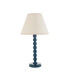 Higgledy Gloss Marlin Blue Paint Table Lamp with Vintage White Fabric Ivy Shade 25cm E14-9