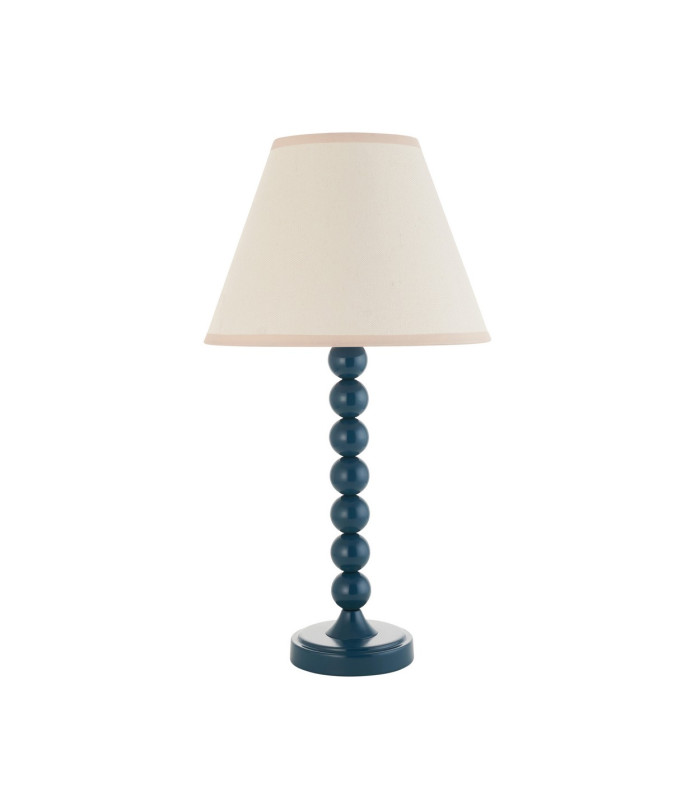 Higgledy Gloss Marlin Blue Paint Table Lamp with Vintage White Fabric Ivy Shade 25cm E14-9