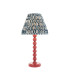 Higgledy Gloss Pink Clay Paint Table Lamp with Marlin Blue Fabric Ripple Shade 25cm E14-1