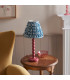 Higgledy Gloss Pink Clay Paint Table Lamp with Marlin Blue Fabric Ripple Shade 25cm E14-3