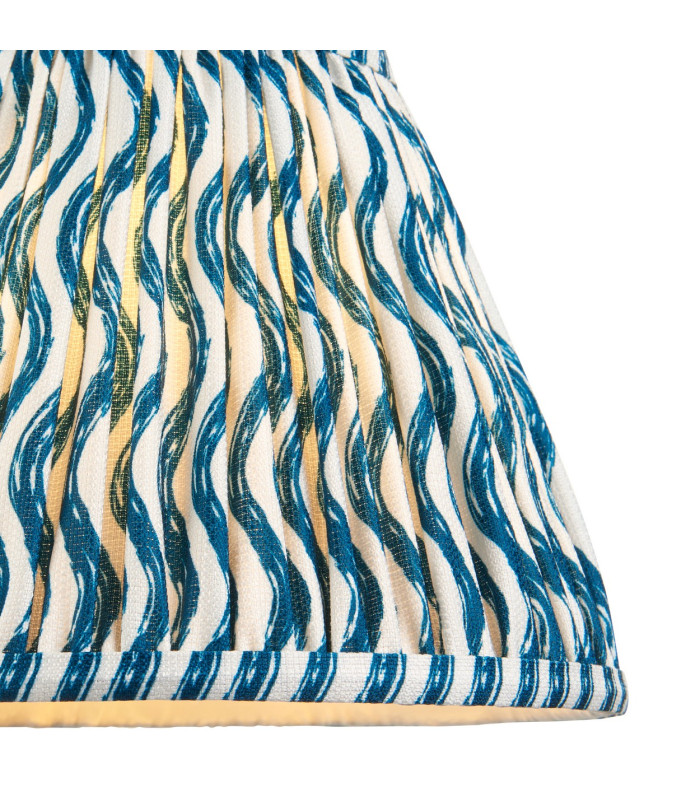 Higgledy Gloss Pink Clay Paint Table Lamp with Marlin Blue Fabric Ripple Shade 25cm E14-8