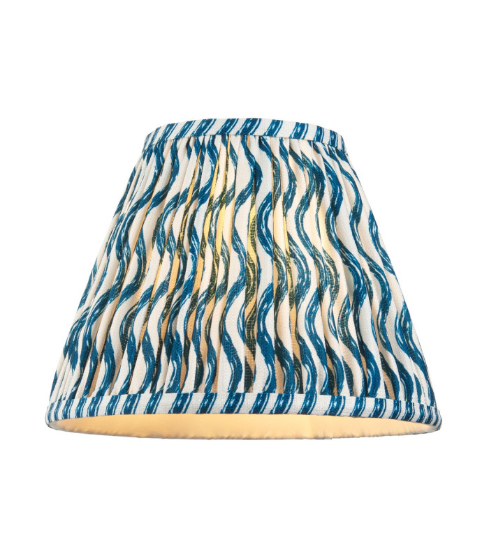 Higgledy Gloss Pink Clay Paint Table Lamp with Marlin Blue Fabric Ripple Shade 25cm E14-9