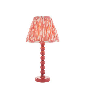 Higgledy Gloss Pink Clay Paint Table Lamp with Coral Pink Fabric Ikat Shade 25cm E14-1