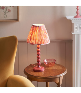 Higgledy Gloss Pink Clay Paint Table Lamp with Coral Pink Fabric Ikat Shade 25cm E14-2