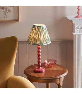 Higgledy Gloss Pink Clay Paint Table Lamp with Cotswold Green Fabric Zigzag Shade 25cm E14-2