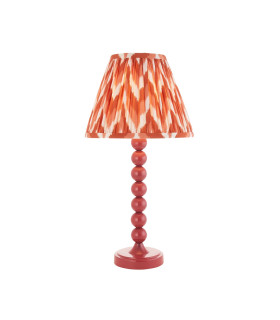 Higgledy Gloss Pink Clay Paint Table Lamp with Apricot Orange Fabric Zigzag Shade 25cm E14-1