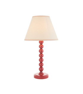 Higgledy Gloss Pink Clay Paint Table Lamp with Vintage White Fabric Ivy Shade 25cm E14-1