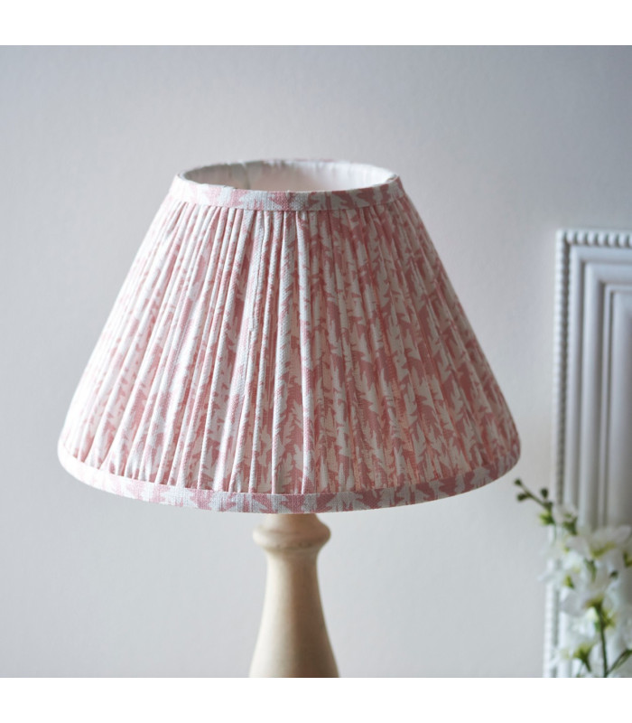Hidcote Natural Wood Table Lamp with Peachy Keen Fabric Leaf Shade 30cm B22-4