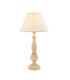 Hidcote Natural Wood Table Lamp with Vintage White Fabric Ivy Shade 30cm B22-1