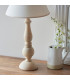 Hidcote Natural Wood Table Lamp with Vintage White Fabric Ivy Shade 30cm B22-5