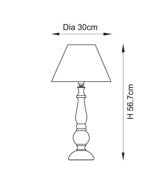 Hidcote Natural Wood Table Lamp with Vintage White Fabric Ivy Shade 30cm B22-10