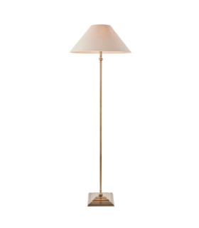 Ashcroft Glass Floor Lamp Brushed Aged Brass Plate & Clear Glass E27-1