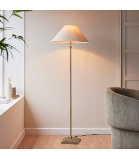 Ashcroft Glass Floor Lamp Brushed Aged Brass Plate & Clear Glass E27-2