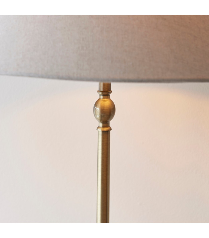 Ashcroft Glass Floor Lamp Brushed Aged Brass Plate & Clear Glass E27-6