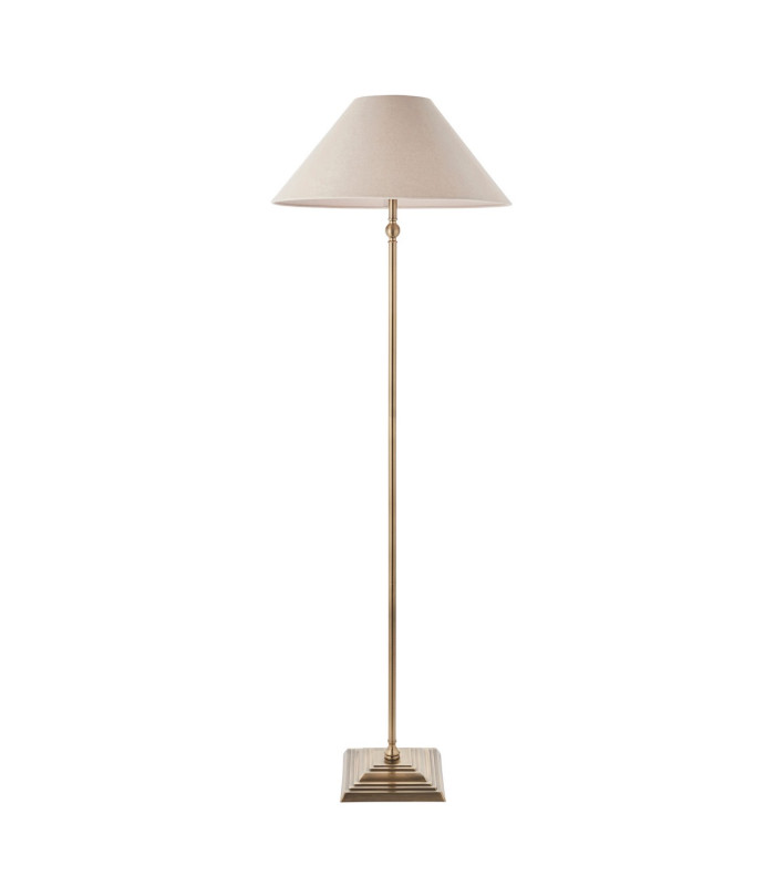 Ashcroft Glass Floor Lamp Brushed Aged Brass Plate & Clear Glass E27-9