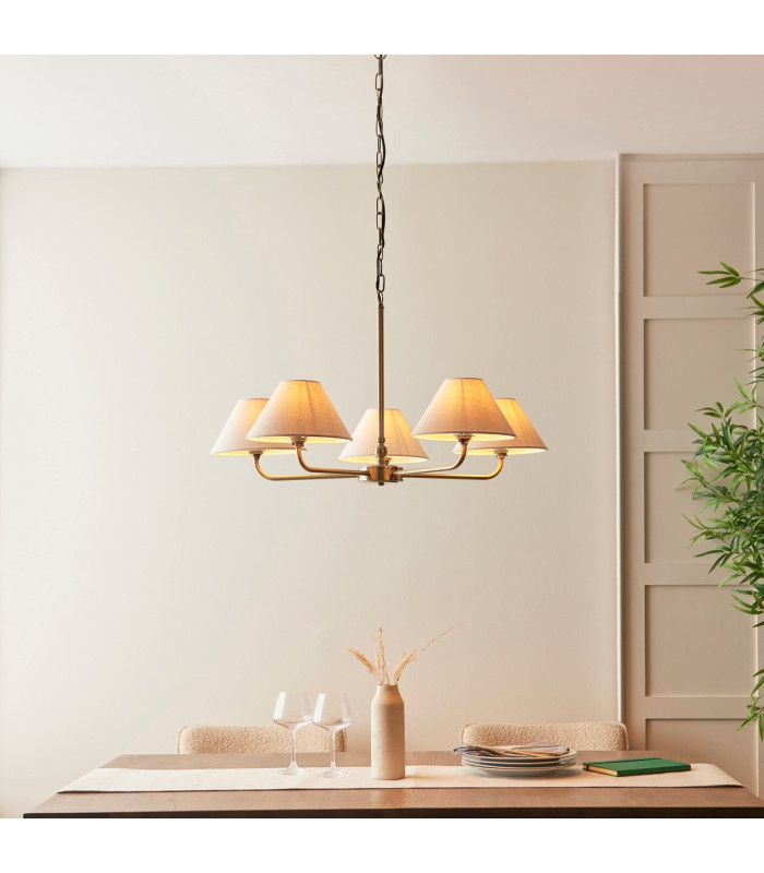 Ashcroft Bowl Semi Flush Ceiling Light Brushed Aged Brass Plate & Clear Glass E27-2