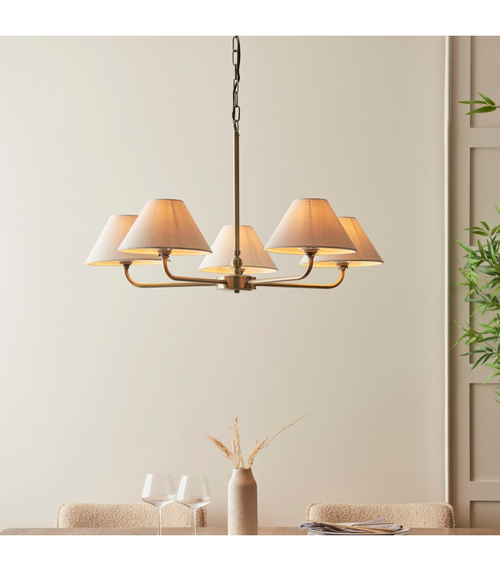 Ashcroft Bowl Semi Flush Ceiling Light Brushed Aged Brass Plate & Clear Glass E27-3