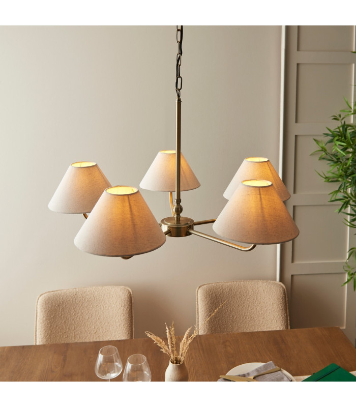 Ashcroft Bowl Semi Flush Ceiling Light Brushed Aged Brass Plate & Clear Glass E27-4