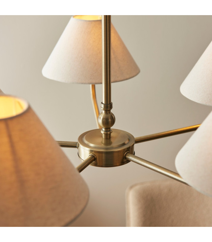 Ashcroft Bowl Semi Flush Ceiling Light Brushed Aged Brass Plate & Clear Glass E27-5