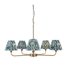 Stamford Multi Arm Semi Flush Ceiling Lamp Brushed Aged Brass Plate & Clear Ribbed Glass 3x G9-1
