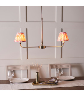 Faro Wall Lamp with Shade Dark Brown Emperador Marble & Vintage Brass With Natural Linen E14-2