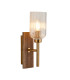 Travi Ribbed Wall Lamp Beige Textured Marble Vintage Brass & Clear Ribbed Glass E14-1