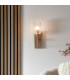 Travi Ribbed Wall Lamp Beige Textured Marble Vintage Brass & Clear Ribbed Glass E14-2