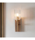Travi Ribbed Wall Lamp Beige Textured Marble Vintage Brass & Clear Ribbed Glass E14-3