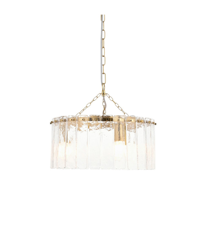 Travi Ribbed Wall Lamp Dark Brown Emperador Marble Vintage Brass & Clear Ribbed Glass E14-1