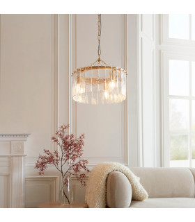 Travi Ribbed Wall Lamp Dark Brown Emperador Marble Vintage Brass & Clear Ribbed Glass E14-2