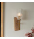 Travi Ribbed Wall Lamp Beige Textured Marble Vintage Brass & Clear Ribbed Glass E14-6