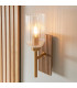 Travi Ribbed Wall Lamp Beige Textured Marble Vintage Brass & Clear Ribbed Glass E14-7