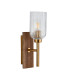 Travi Ribbed Wall Lamp Beige Textured Marble Vintage Brass & Clear Ribbed Glass E14-9