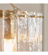 Travi Ribbed Wall Lamp Dark Brown Emperador Marble Vintage Brass & Clear Ribbed Glass E14-6