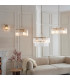 Travi Ribbed Wall Lamp Dark Brown Emperador Marble Vintage Brass & Clear Ribbed Glass E14-7