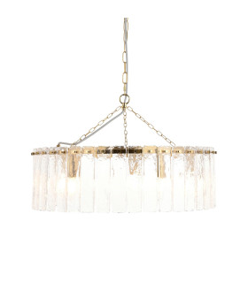 Eltham Clear Glass Pendant Light with Brushed Aged Brass With Black Braided Cable Carnation B22-1