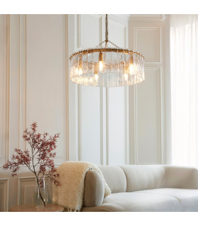 Eltham Clear Glass Pendant Light with Brushed Aged Brass With Black Braided Cable Carnation B22-2