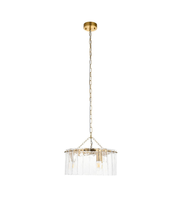 Travi Ribbed Wall Lamp Dark Brown Emperador Marble Vintage Brass & Clear Ribbed Glass E14-9